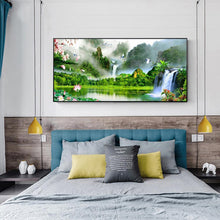 Lade das Bild in den Galerie-Viewer, Wasserfallgarten - voller runder Diamant - 100x40cm