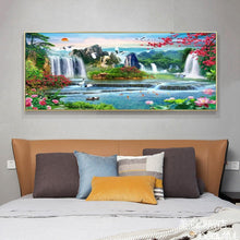 Lade das Bild in den Galerie-Viewer, Wasserfallgarten - voller runder Diamant - 100x40cm