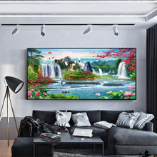 Lade das Bild in den Galerie-Viewer, Wasserfallgarten - voller runder Diamant - 100x40cm