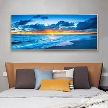 Lade das Bild in den Galerie-Viewer, Sonnenaufgang auf See - voller runder Diamant - 100x40cm