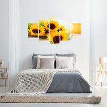 Lade das Bild in den Galerie-Viewer, Sonnenblume 5 Panel - voller runder Diamant - 95x45cm
