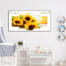 Lade das Bild in den Galerie-Viewer, Sonnenblume 5 Panel - voller runder Diamant - 95x45cm