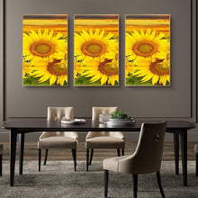 Lade das Bild in den Galerie-Viewer, Sonnenblume 3 Panel - voller runder Diamant - 45x70cm