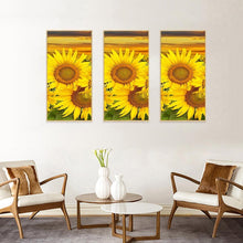 Lade das Bild in den Galerie-Viewer, Sonnenblume 3 Panel - voller runder Diamant - 45x70cm