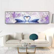 Lade das Bild in den Galerie-Viewer, Schwan Liebe - voller runder Diamant - 80x30cm