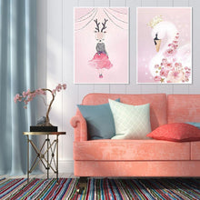 Lade das Bild in den Galerie-Viewer, Hirsch eisern und Gänse - voller runder Diamant - 60x40cm