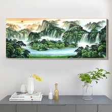 Lade das Bild in den Galerie-Viewer, Berge und Flüsse - voller runder Diamant - 100x50cm