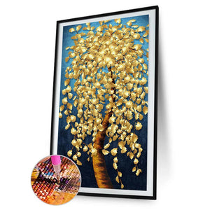 Goldener Baum - voller runder Diamant - 45x85cm