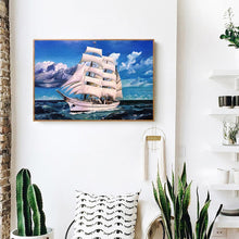 Lade das Bild in den Galerie-Viewer, Segelschiff - voller quadratischer Diamant - 50x40cm