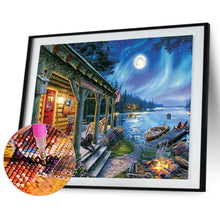 Lade das Bild in den Galerie-Viewer, Mond Nacht - voller quadratischer Diamant - 50x40cm