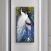 Lade das Bild in den Galerie-Viewer, Weiße Pfau - voller runder Diamant - 45x85cm