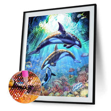 Lade das Bild in den Galerie-Viewer, Delphin - voller quadratischer Diamant - 40x50cm