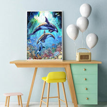 Lade das Bild in den Galerie-Viewer, Delphin - voller quadratischer Diamant - 40x50cm