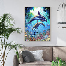 Lade das Bild in den Galerie-Viewer, Delphin - voller quadratischer Diamant - 40x50cm