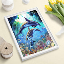 Lade das Bild in den Galerie-Viewer, Delphin - voller quadratischer Diamant - 40x50cm