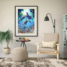 Lade das Bild in den Galerie-Viewer, Delphin - voller quadratischer Diamant - 40x50cm