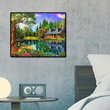 Lade das Bild in den Galerie-Viewer, Malerische Seehaus - voller quadratischer Diamant - 50x40cm