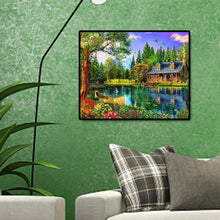 Lade das Bild in den Galerie-Viewer, Malerische Seehaus - voller quadratischer Diamant - 50x40cm