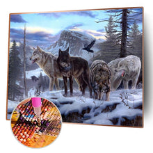 Lade das Bild in den Galerie-Viewer, Wölfe - voller quadratischer Diamant - 50x40cm