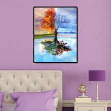 Lade das Bild in den Galerie-Viewer, Baum See Landschaft - voller quadratischer Diamant - 50x40cm