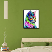 Lade das Bild in den Galerie-Viewer, Farbige Katze Handarbeit - voller quadratischer Diamant - 40x50cm