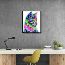 Lade das Bild in den Galerie-Viewer, Farbige Katze Handarbeit - voller quadratischer Diamant - 40x50cm