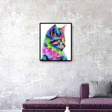 Lade das Bild in den Galerie-Viewer, Farbige Katze Handarbeit - voller quadratischer Diamant - 40x50cm