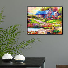 Lade das Bild in den Galerie-Viewer, Blaue Haus Landschaft - voller quadratischer Diamant - 50x40cm