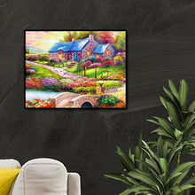 Lade das Bild in den Galerie-Viewer, Blaue Haus Landschaft - voller quadratischer Diamant - 50x40cm