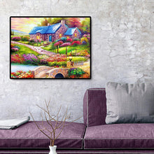 Lade das Bild in den Galerie-Viewer, Blaue Haus Landschaft - voller quadratischer Diamant - 50x40cm