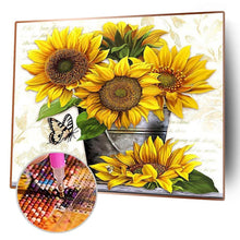 Lade das Bild in den Galerie-Viewer, Sonnenblume - teilweise quadratischer Diamant - 50x40cm