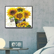 Lade das Bild in den Galerie-Viewer, Sonnenblume - teilweise quadratischer Diamant - 50x40cm