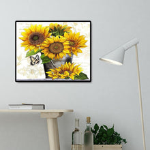 Lade das Bild in den Galerie-Viewer, Sonnenblume - teilweise quadratischer Diamant - 50x40cm