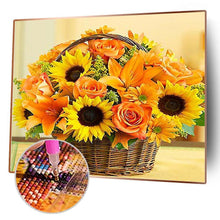 Lade das Bild in den Galerie-Viewer, 50x40cm Sonnenblumen Korb - voller quadratischer Diamant - 50x40cm