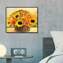 Lade das Bild in den Galerie-Viewer, 50x40cm Sonnenblumen Korb - voller quadratischer Diamant - 50x40cm