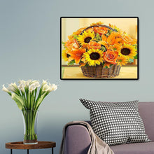Lade das Bild in den Galerie-Viewer, 50x40cm Sonnenblumen Korb - voller quadratischer Diamant - 50x40cm
