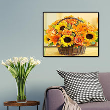 Lade das Bild in den Galerie-Viewer, 50x40cm Sonnenblumen Korb - voller quadratischer Diamant - 50x40cm