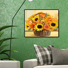 Lade das Bild in den Galerie-Viewer, 50x40cm Sonnenblumen Korb - voller quadratischer Diamant - 50x40cm