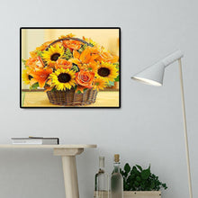 Lade das Bild in den Galerie-Viewer, 50x40cm Sonnenblumen Korb - voller quadratischer Diamant - 50x40cm