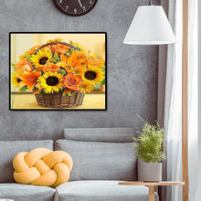 Lade das Bild in den Galerie-Viewer, 50x40cm Sonnenblumen Korb - voller quadratischer Diamant - 50x40cm