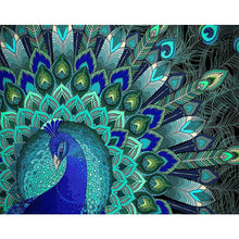 Lade das Bild in den Galerie-Viewer, 50x40cm blau Peakcock Schwanz - voller quadratischer Diamant - 50x40cm