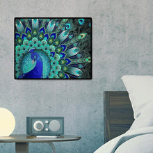 Lade das Bild in den Galerie-Viewer, 50x40cm blau Peakcock Schwanz - voller quadratischer Diamant - 50x40cm