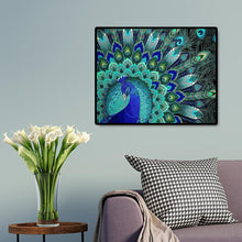Lade das Bild in den Galerie-Viewer, 50x40cm blau Peakcock Schwanz - voller quadratischer Diamant - 50x40cm