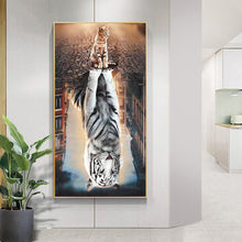 Lade das Bild in den Galerie-Viewer, Katze - voller runder Diamant - 45x85cm