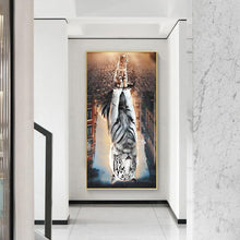 Lade das Bild in den Galerie-Viewer, Katze - voller runder Diamant - 45x85cm