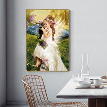 Lade das Bild in den Galerie-Viewer, Kreuz Ctitch Engel Mädchen Katze - voller quadratischer Diamant - 40x50cm