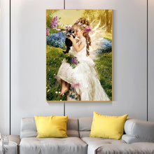 Lade das Bild in den Galerie-Viewer, Kreuz Ctitch Engel Mädchen Katze - voller quadratischer Diamant - 40x50cm