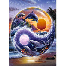 Lade das Bild in den Galerie-Viewer, Kreuz-Ctitch Delphin - voller quadratischer Diamant - 40x50cm