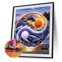 Lade das Bild in den Galerie-Viewer, Kreuz-Ctitch Delphin - voller quadratischer Diamant - 40x50cm