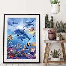 Lade das Bild in den Galerie-Viewer, Kreuz-Ctitch Delphin - voller quadratischer Diamant - 40x50cm